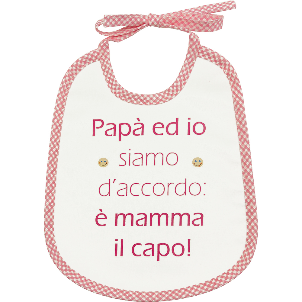 Bavaglino LE FRASI.. cm.20x24 con laccetti