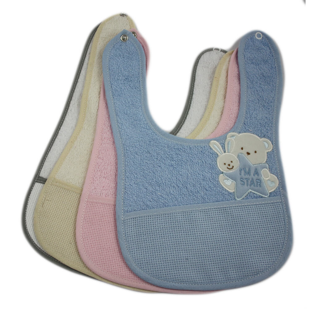 Bavetta I'M A STAR cm.18x30 con bottone  e  tasca da ricamare