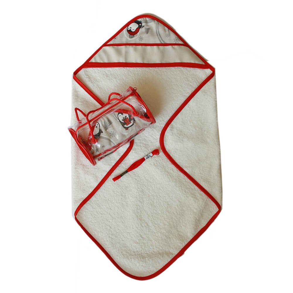 Accappatoio neonato a triangolo POLARIS cm.60x60 in spugna da ricamare - in busta a valigetta