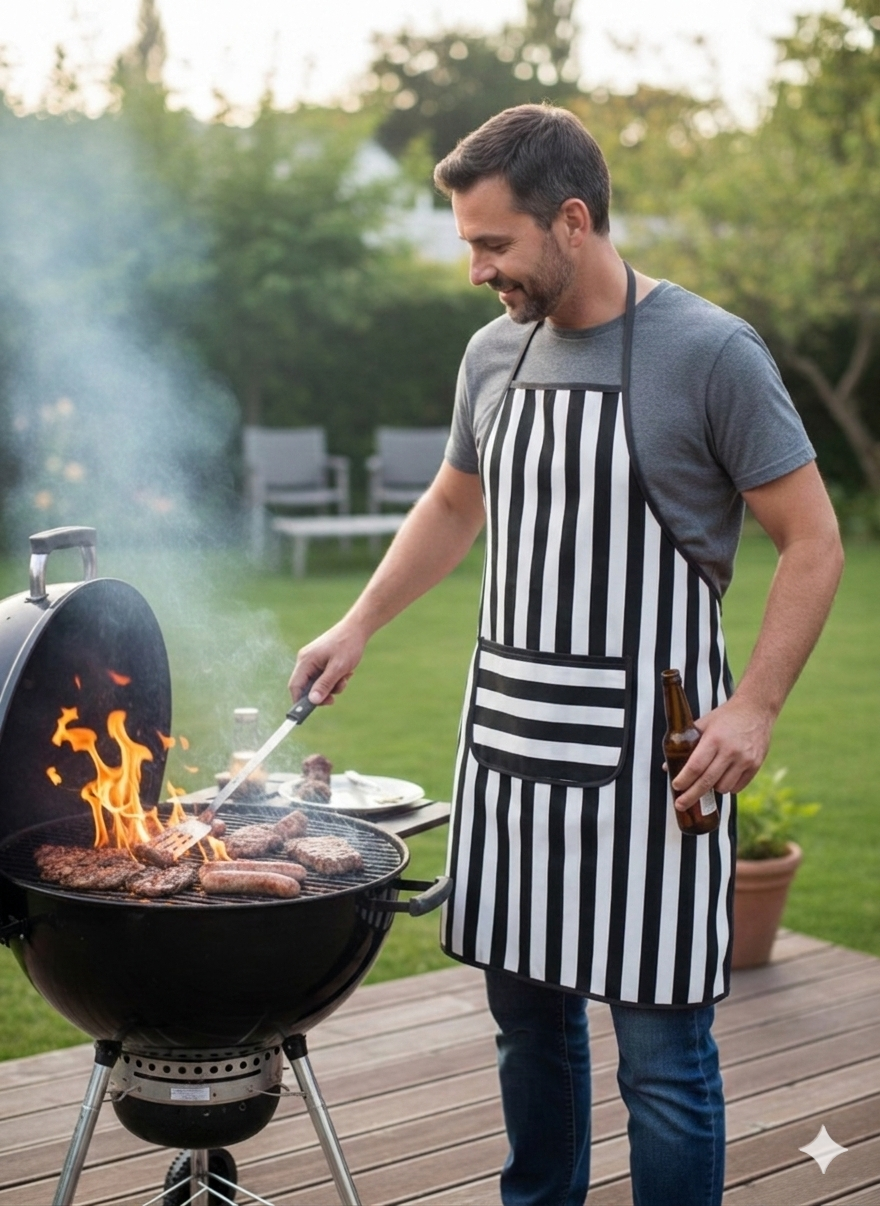 Grembiule intero STRIPES cm. 70x90 con tascone centrale