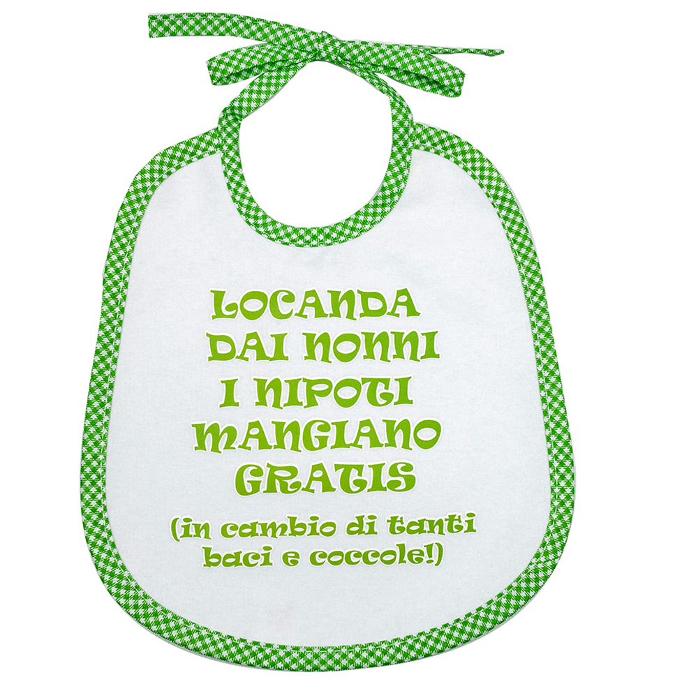 Bavaglino LE FRASI.. cm.20x24 con laccetti