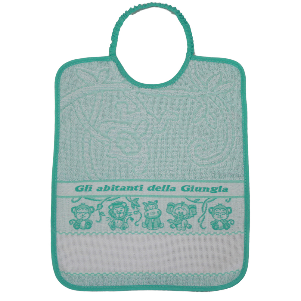 Bavaglino da ricamare con elastico GIUNGLA 28x33 cm Cotone 100% Made in Italy
