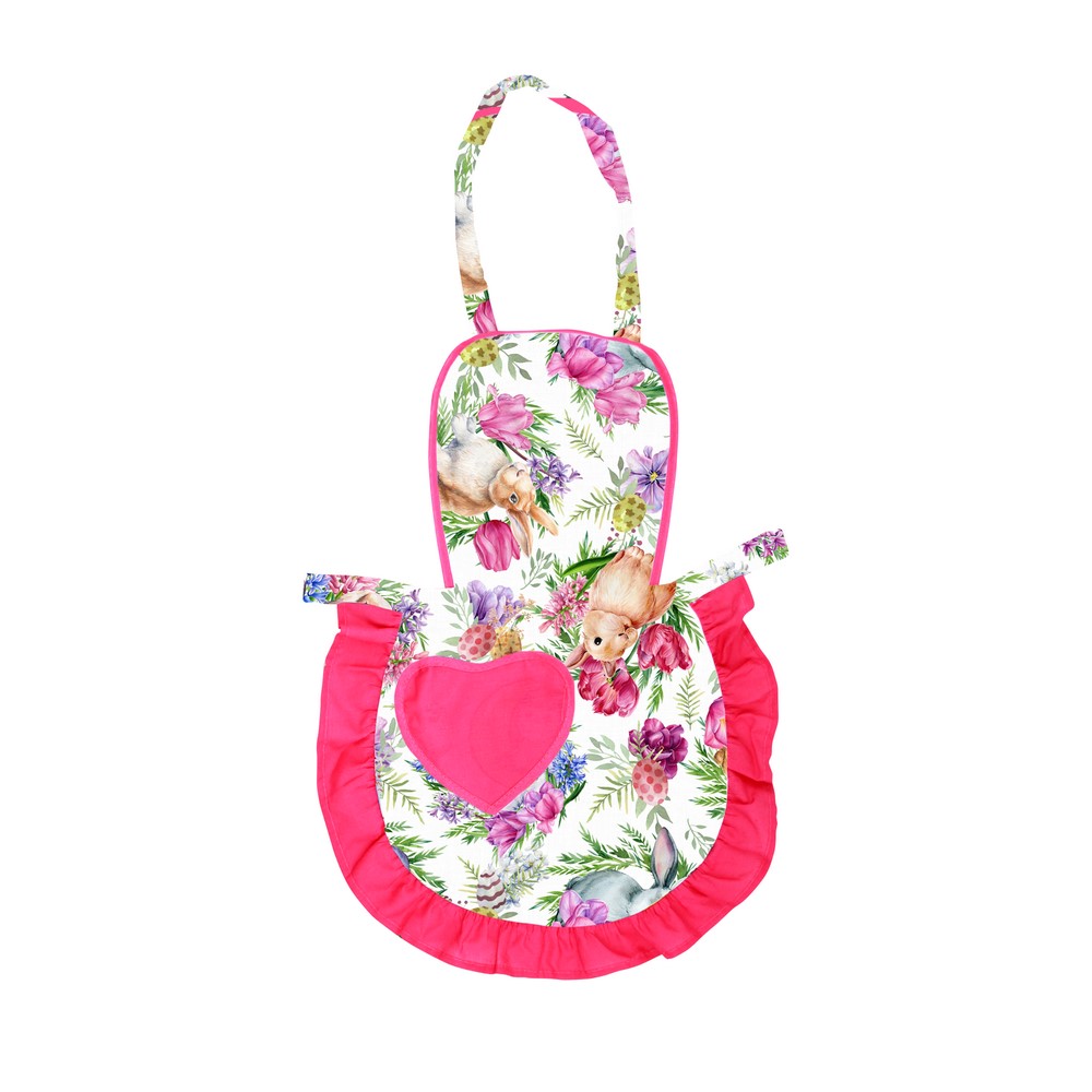 Grembiulino EASTER  con pettorina cm.39x50 con tasca a  cuore 