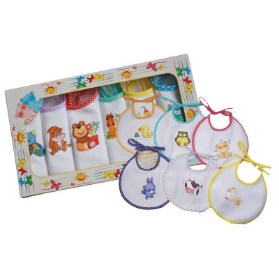 Confezione PALLINO: 6 bavette con laccetti stampate