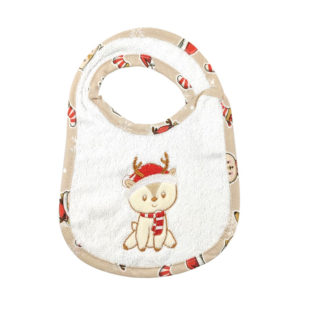 Bavaglino RUDOLPH cm.20x27 ricamato con chiusura con velcro