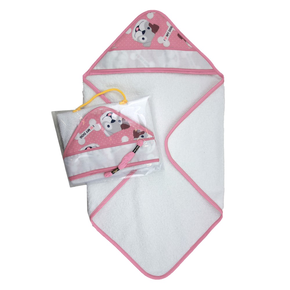 Accappatoio neonato a triangolo LOUIS cm.60x60 in spugna con filo per ricamo - in busta a valigetta