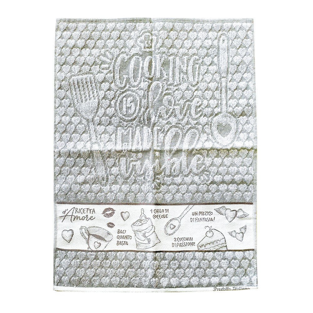 Strofinaccio RICETTE D'AMORE  cm.50x70 base colorata