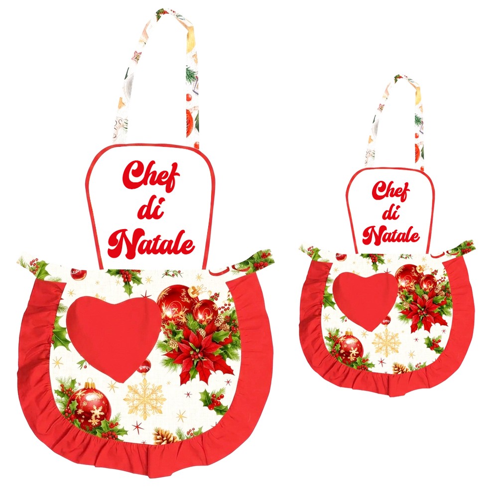 Coppia JOY Grembiulino baby + adulto con pettorina e frasi