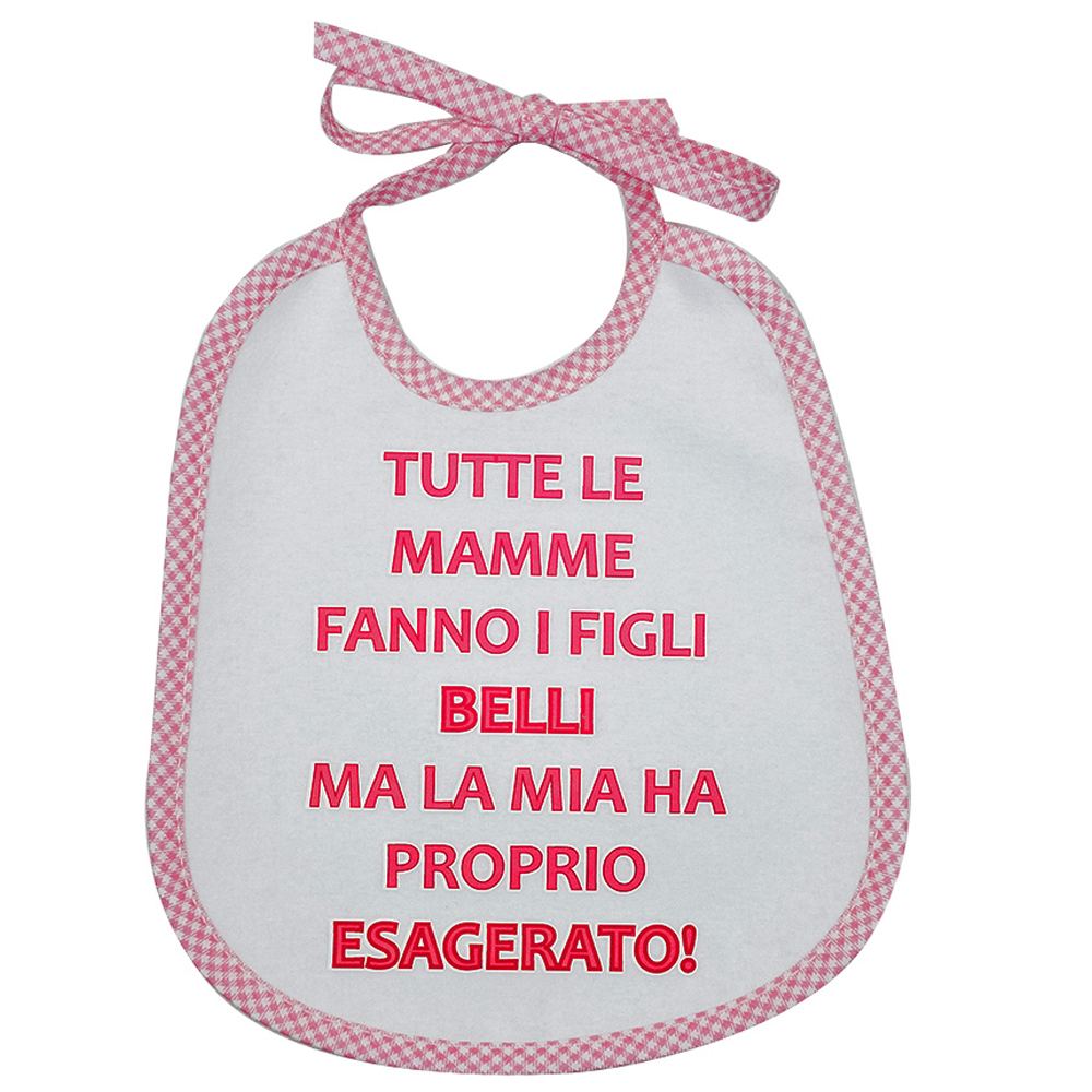 Bavaglino LE FRASI.. cm.20x24 con laccetti