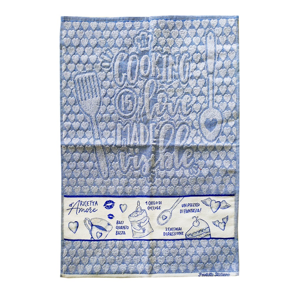 Strofinaccio RICETTE D'AMORE  cm.50x70 base colorata