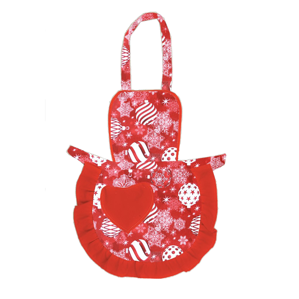 Grembiulino NATALINO cm.39x50 con pettorina e tasca a forma di cuore