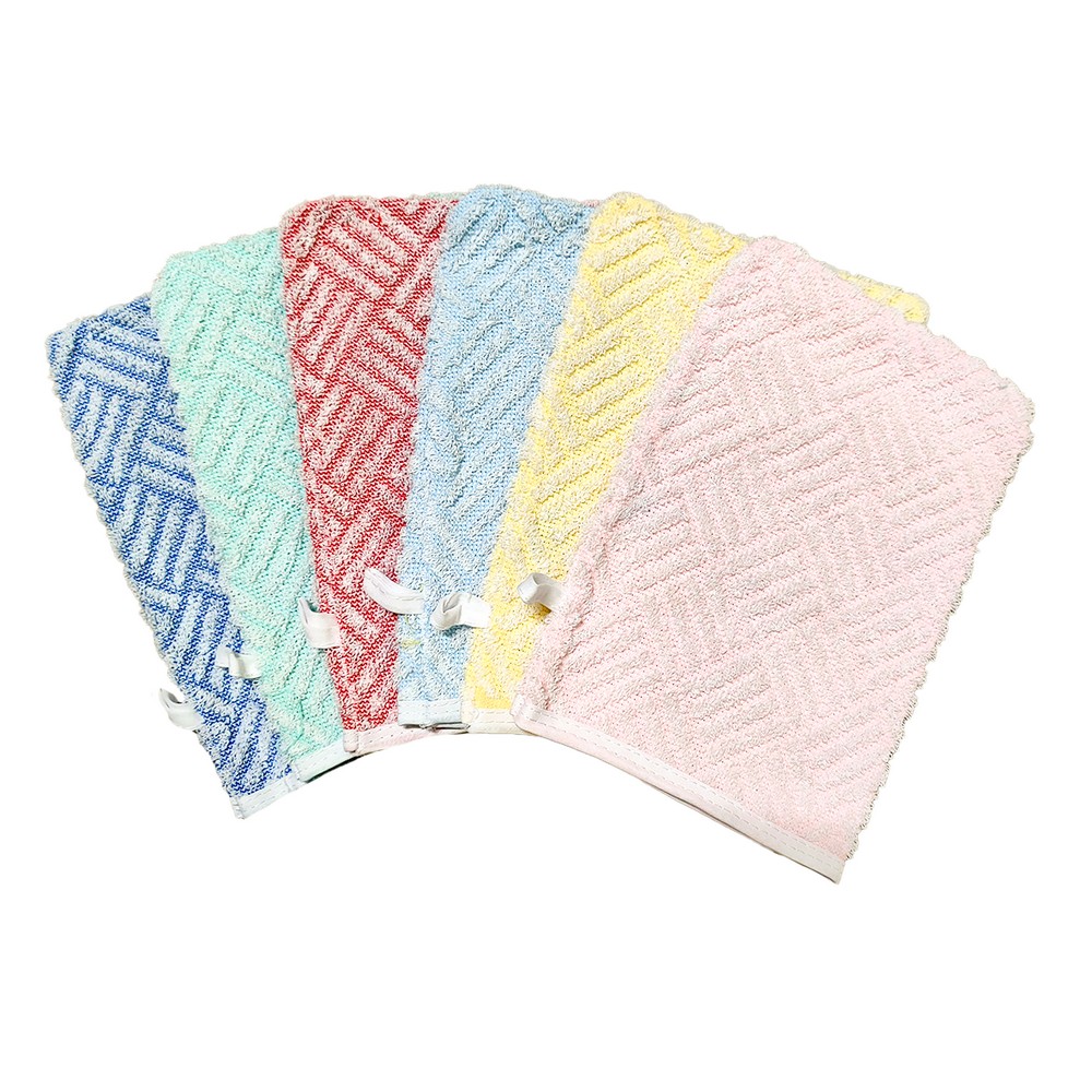 Manopola da bagno GEOMETRIC  in spugna jacquard cm.15x21 –  senza elastico