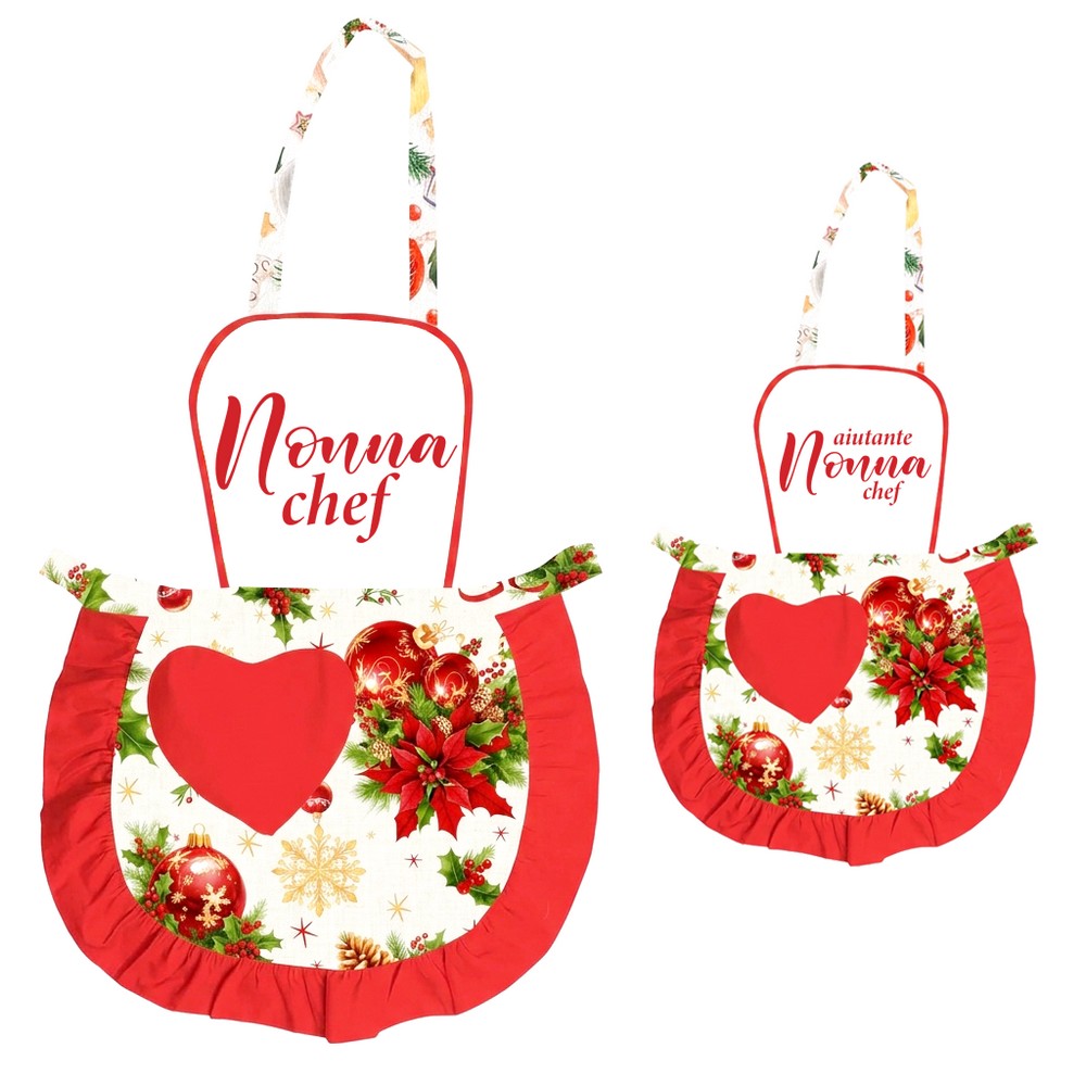 Coppia JOY Grembiulino baby + adulto con pettorina e frasi