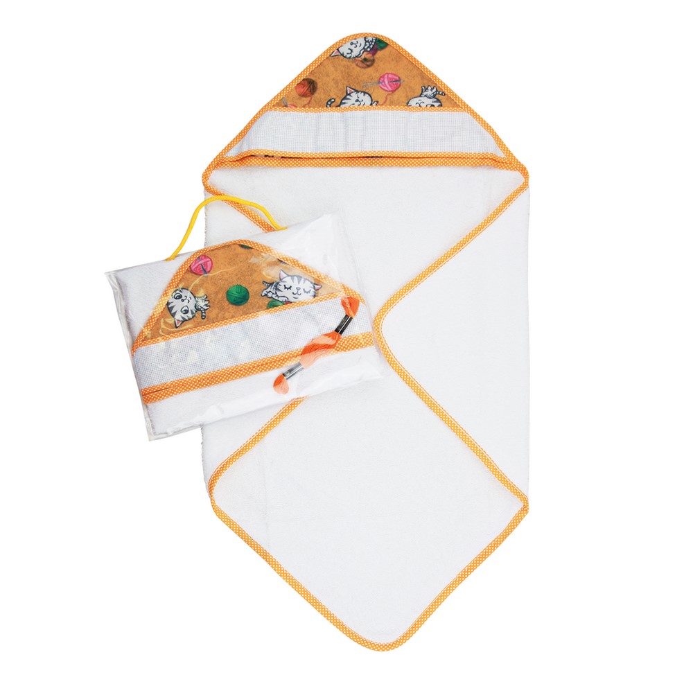 Accappatoio neonato a triangolo LOUIS cm.60x60 in spugna con filo per ricamo - in busta a valigetta