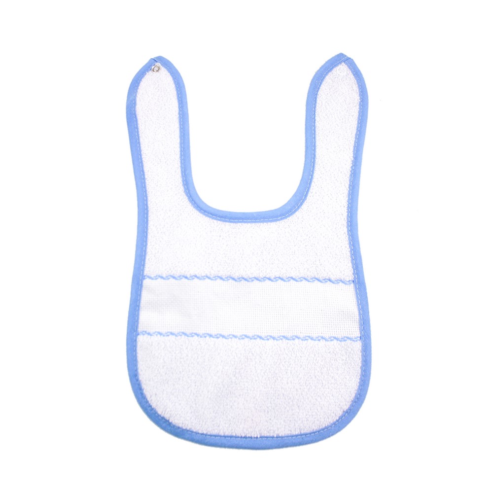 Bavetta AMILCARE cm. 18x30 con allacciatura con bottone in spugna con fascia da ricamare