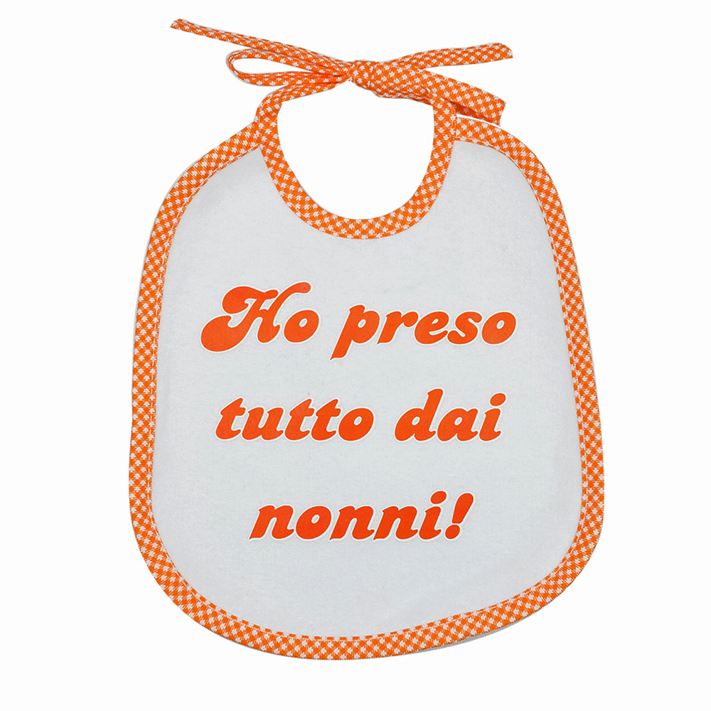 Bavaglino LE FRASI.. cm.20x24 con laccetti