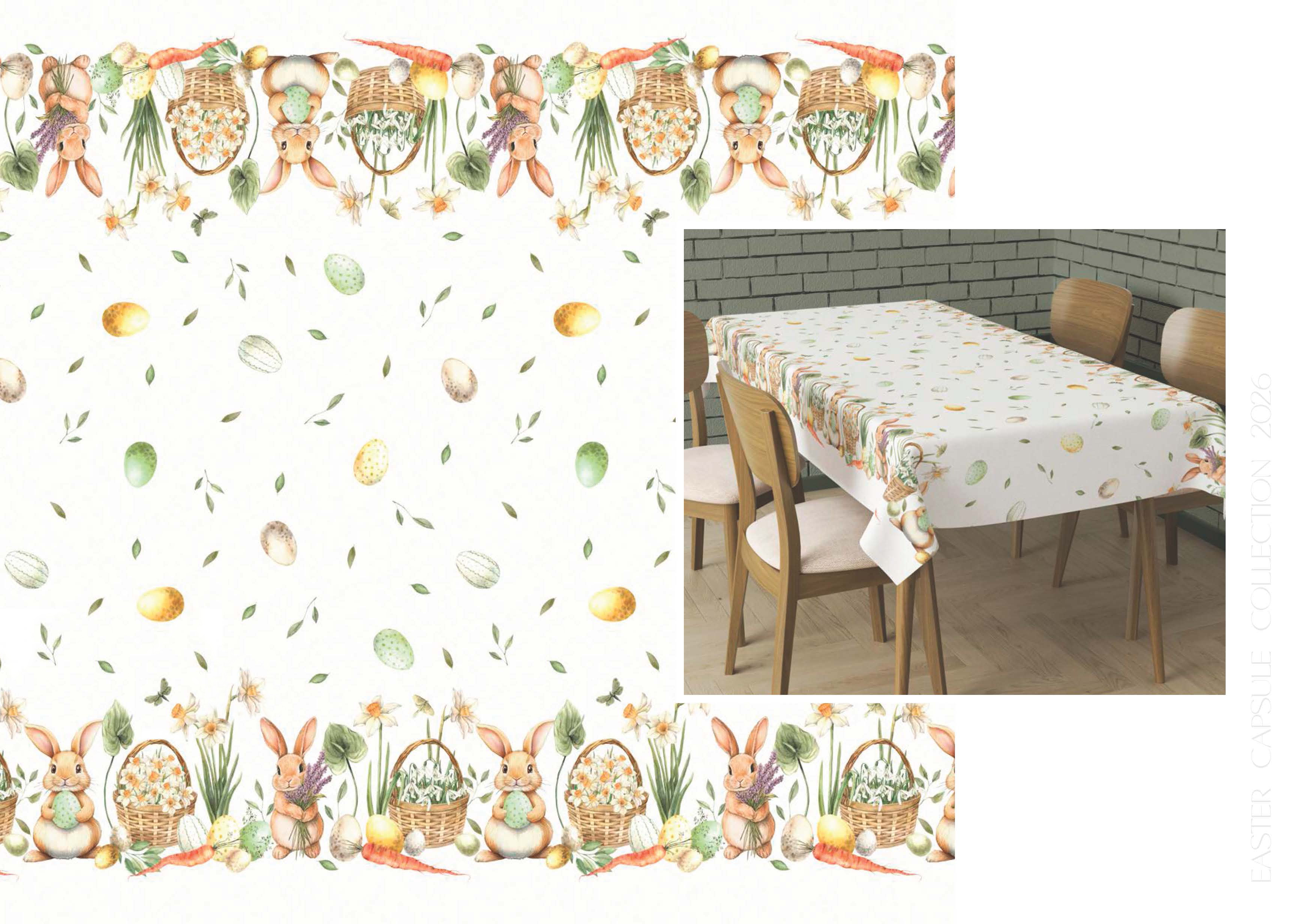 Tovaglia cm 140 x 140 FASCIATA GREEN RABBIT