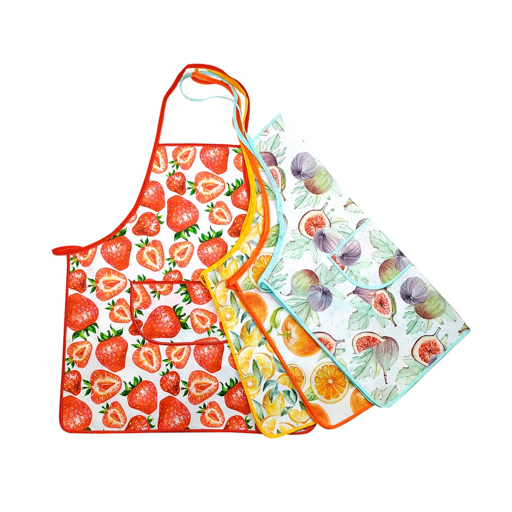 Grembiule intero FRUITS  cm. 62x72 con tascone centrale 
