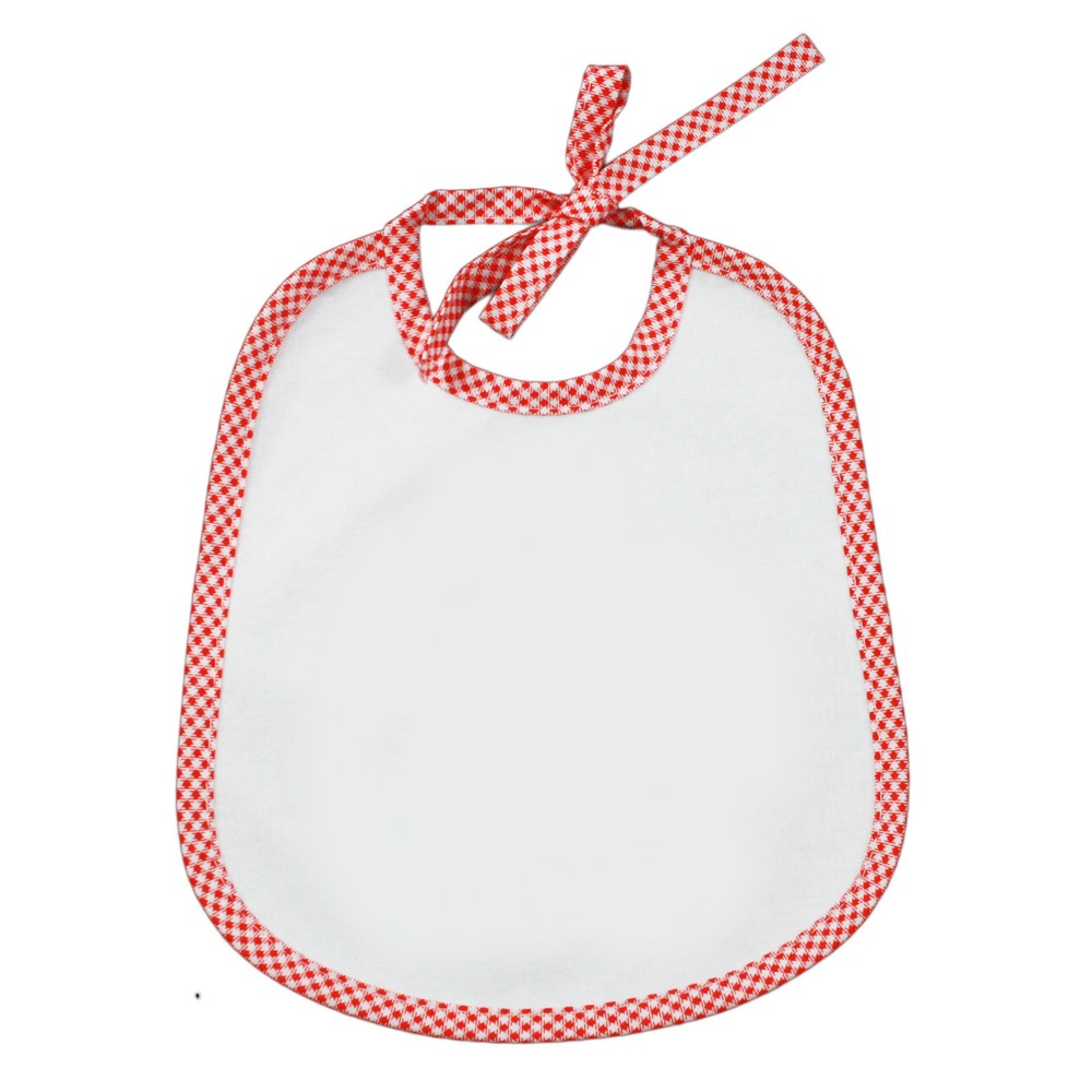 Bavaglino con laccetti mis.20x24 bianco con sbieco quadretti