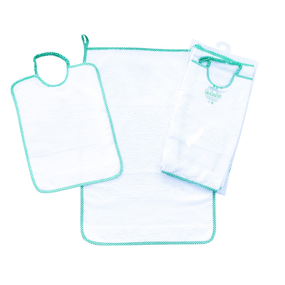 Completo 2 pz. AIDA:asciugamano+bavetta con elastico da ricamare
