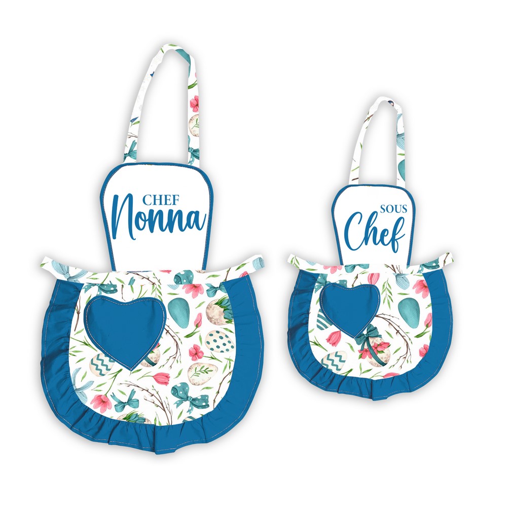 Coppia JOY Grembiulino baby + adulto con pettorina sublimatica stampata