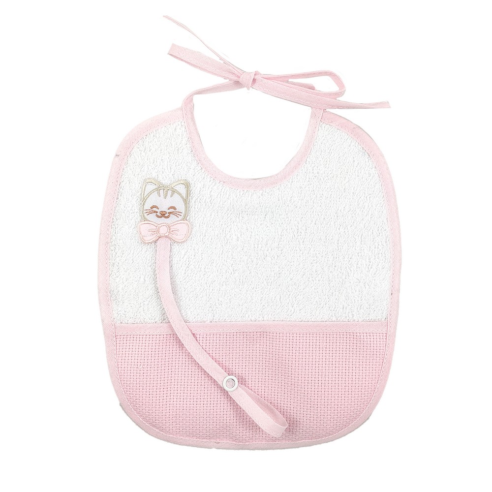 Bavetta MILU' cm.19x22 con portaciuccio e applicazione+tasca etamine