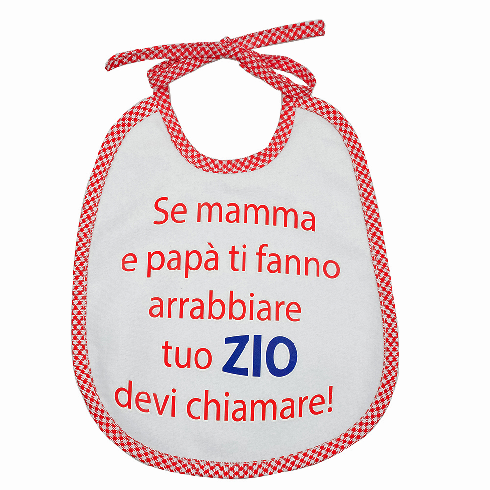 Bavaglino LE FRASI.. cm.20x24 con laccetti