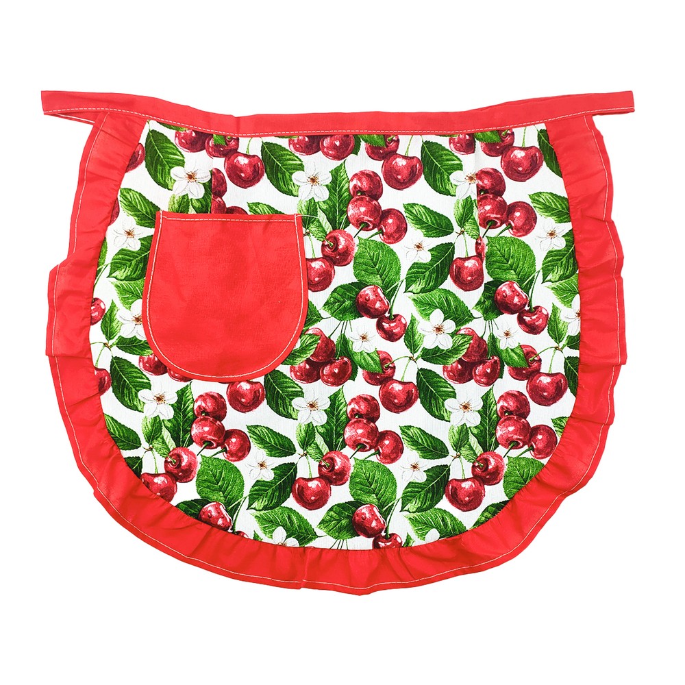 Grembiule a vita ANASTASIA fantasia CHERRY cm 60x50 con tasca e volant