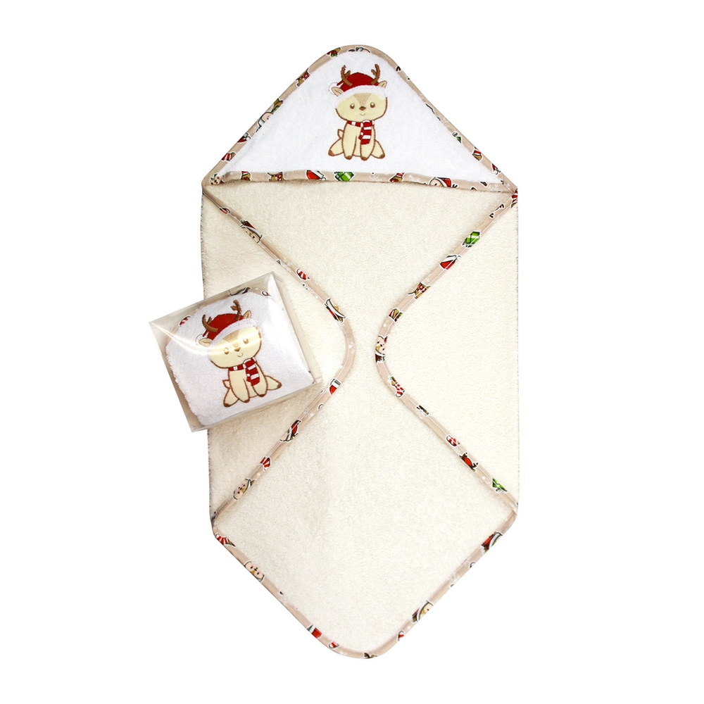 Accappatoio bimbo RUDOLPH in spugna cm.60x60 con cappuccio ricamato