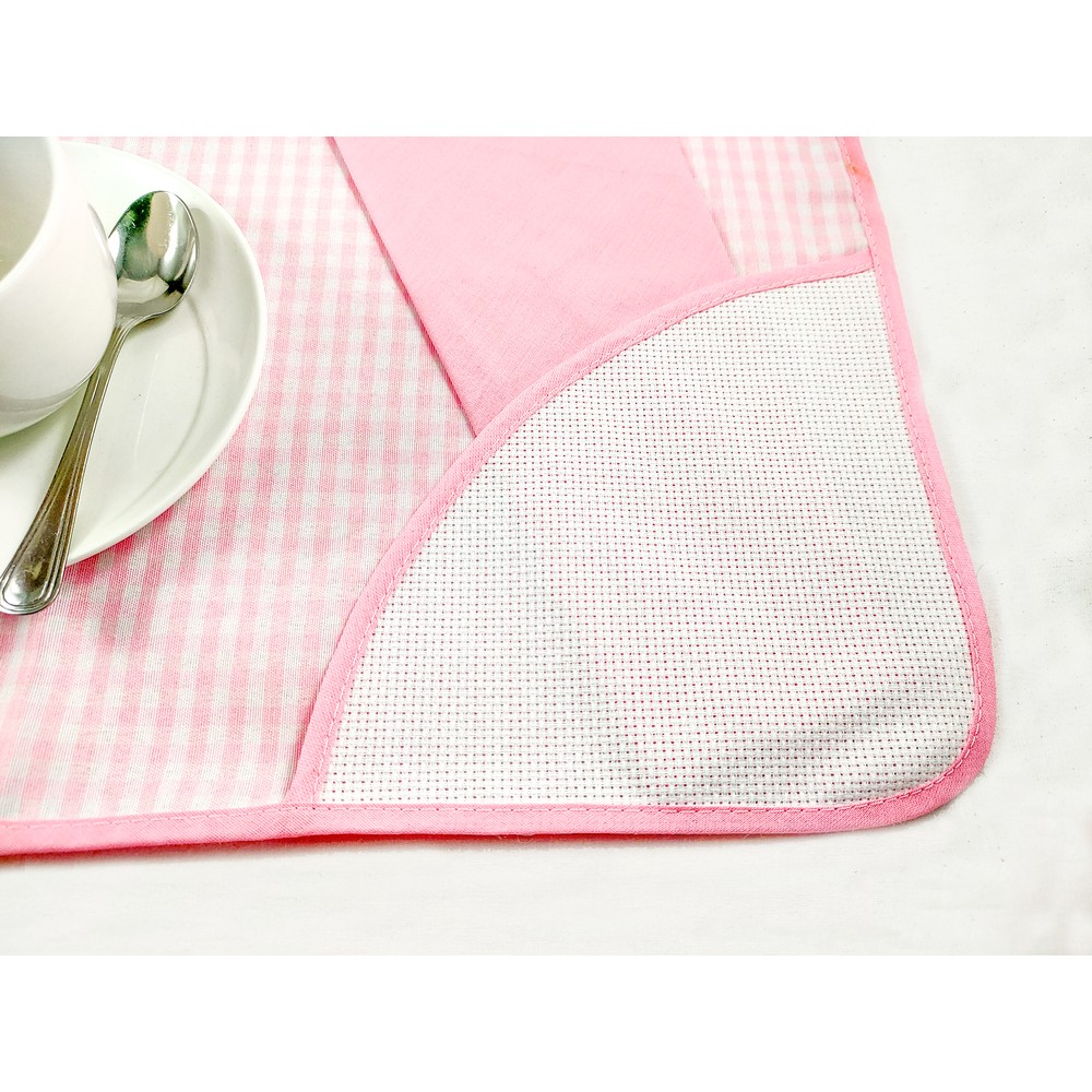 Set colazione RUBY: tovaglietta con tasca angolare in etamine + tovagliolo