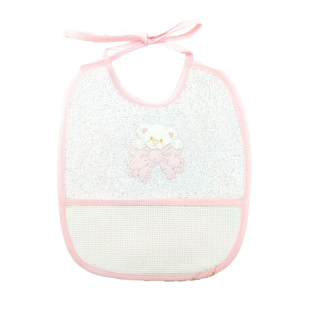 Bavetta ORSETTI cm.20x23 con laccetti e  tasca da ricamare