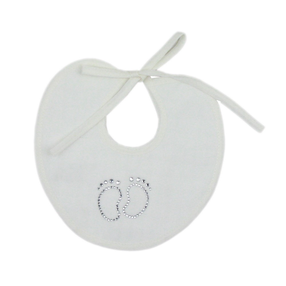 Bavaglino PIEDINO cm.18x17in piquet con laccetti e applic.strass