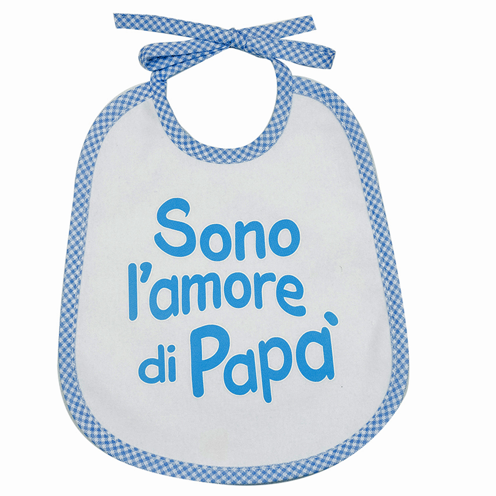 Bavaglino LE FRASI.. cm.20x24 con laccetti