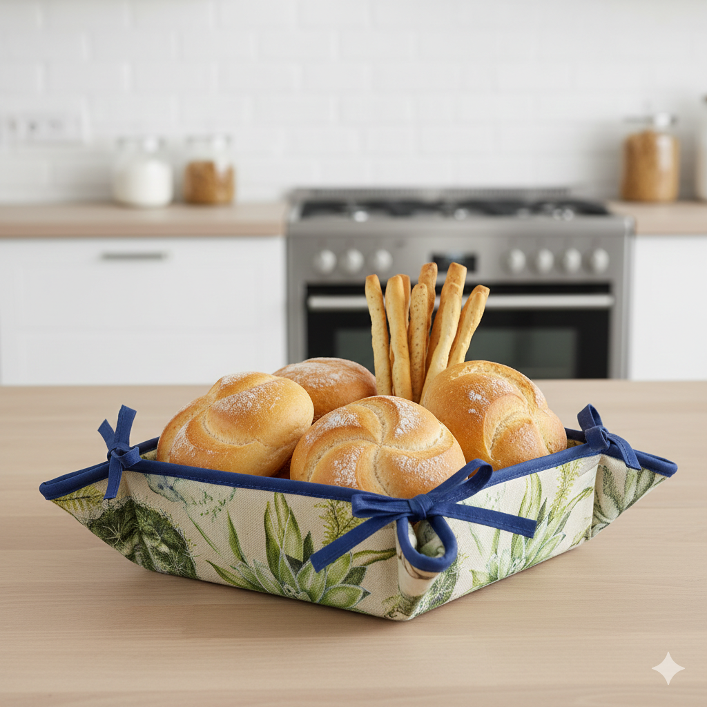 Portapane imbottito NATURA cm.20x20 con laccetti