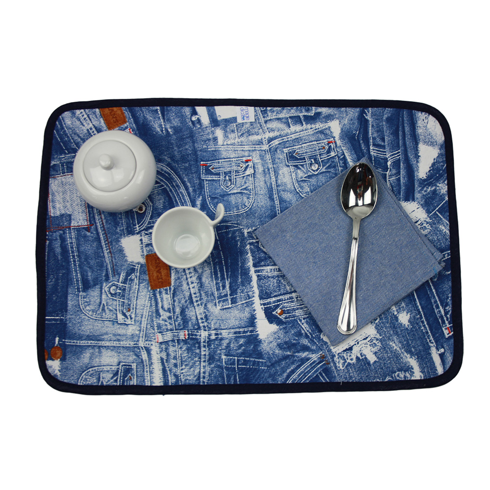 Set prima colazione JEANS: tovaglietta imbottita+tovagliolo