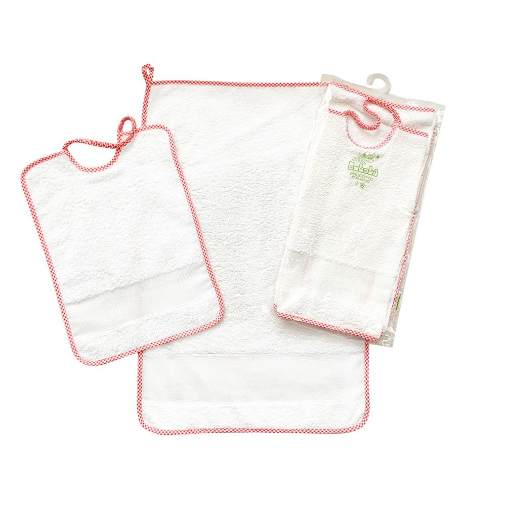 Completo 2 pz. AIDA:asciugamano+bavetta con elastico da ricamare