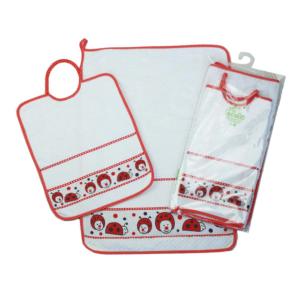 Completo 2 pezzi COCCI:asciugamano+bavetta con elastico