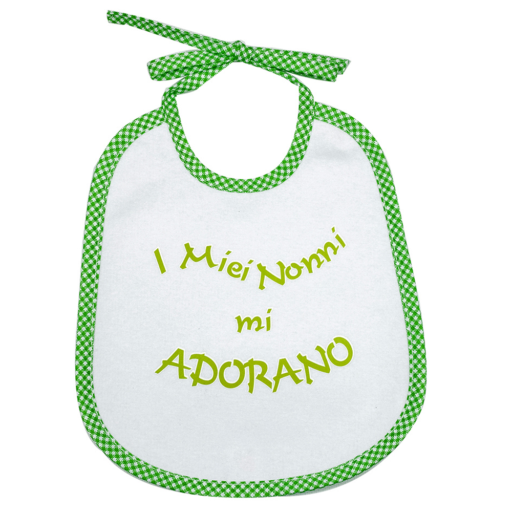 Bavaglino LE FRASI.. cm.20x24 con laccetti