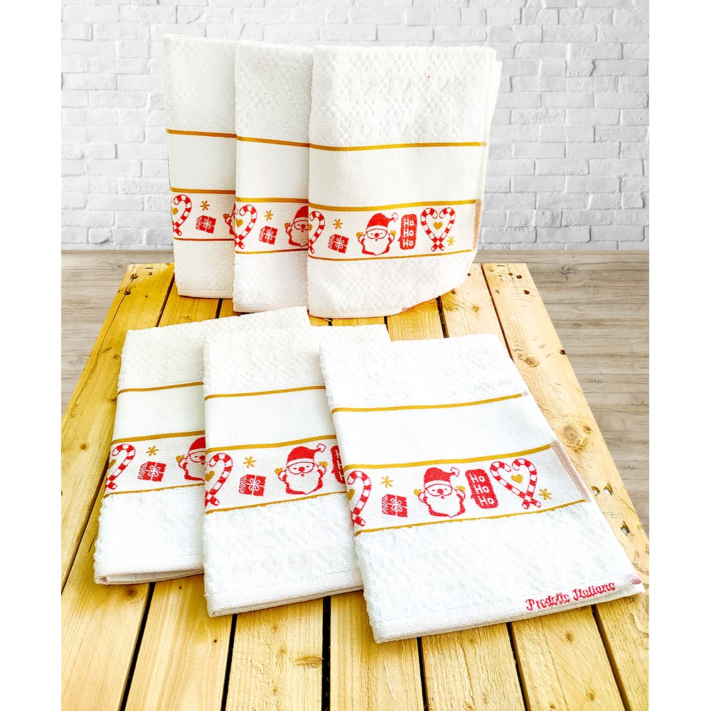 Strofinaccio HO HO HO da ricamare colore bianco