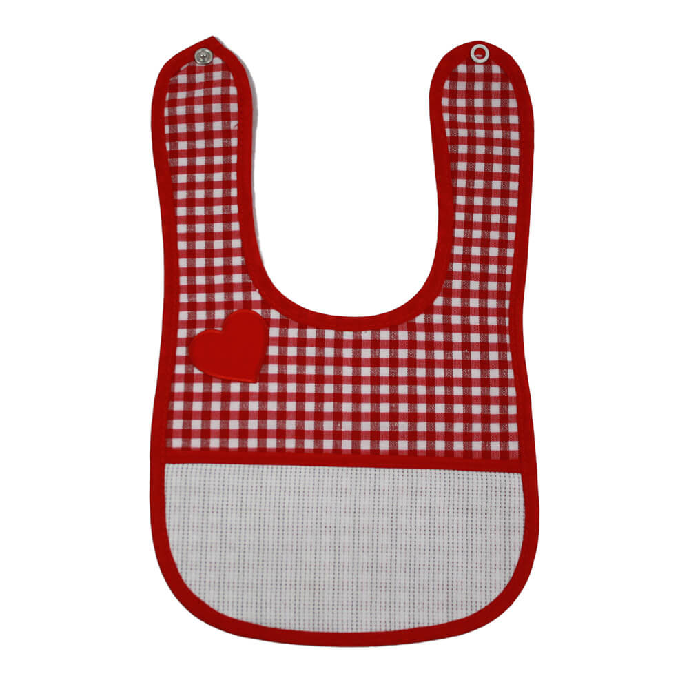 Bavetta FLIPPY in tessuto zephir cm.18x30 con bottone e tasca da ricamare+applicazione