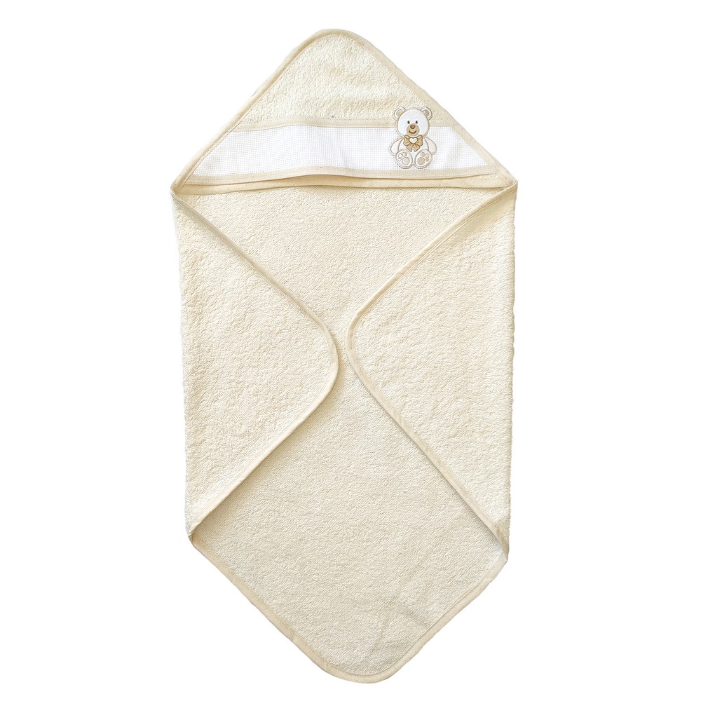 Accappatoio TIMMY cm. 60x60 in spugna idrofila con cappuccio e fascia in etamine