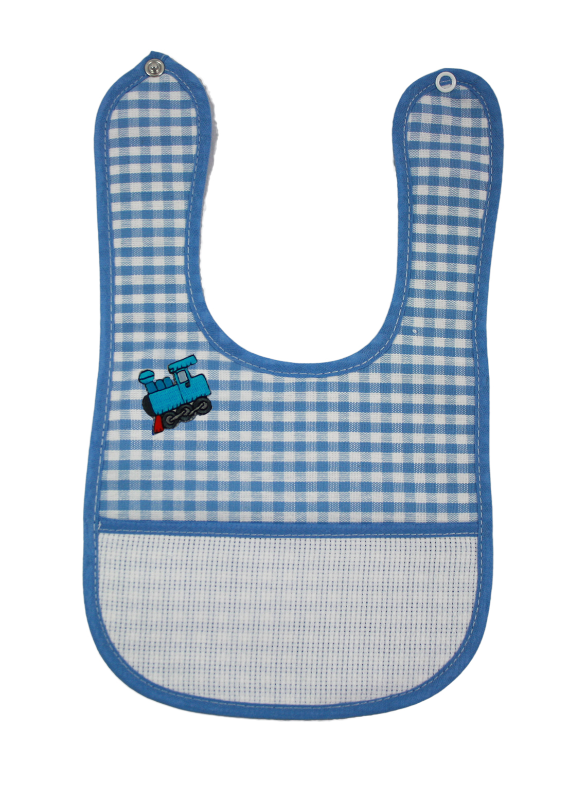 Bavetta FLIPPY in tessuto zephir cm.18x30 con bottone e tasca da ricamare+applicazione