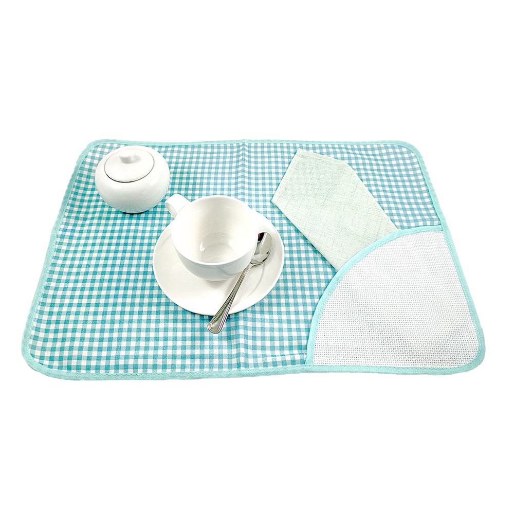 Set colazione RUBY: tovaglietta con tasca angolare in etamine + tovagliolo