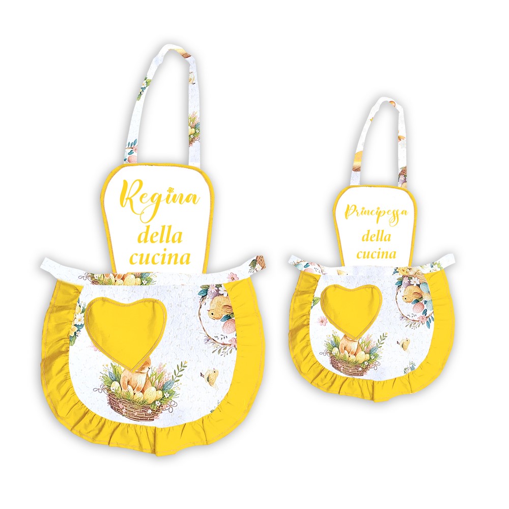 Coppia JOY Grembiulino baby + adulto con pettorina sublimatica stampata