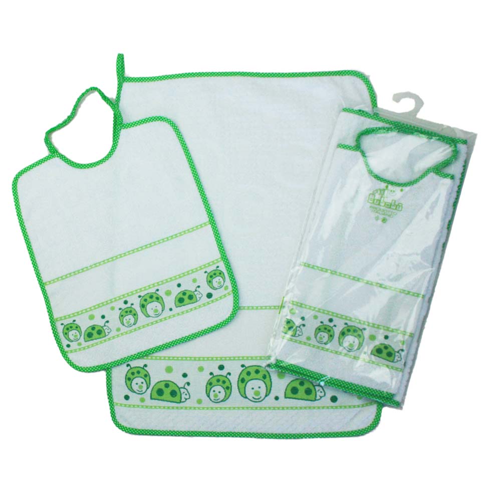 Completo 2 pezzi COCCI:asciugamano+bavetta con elastico