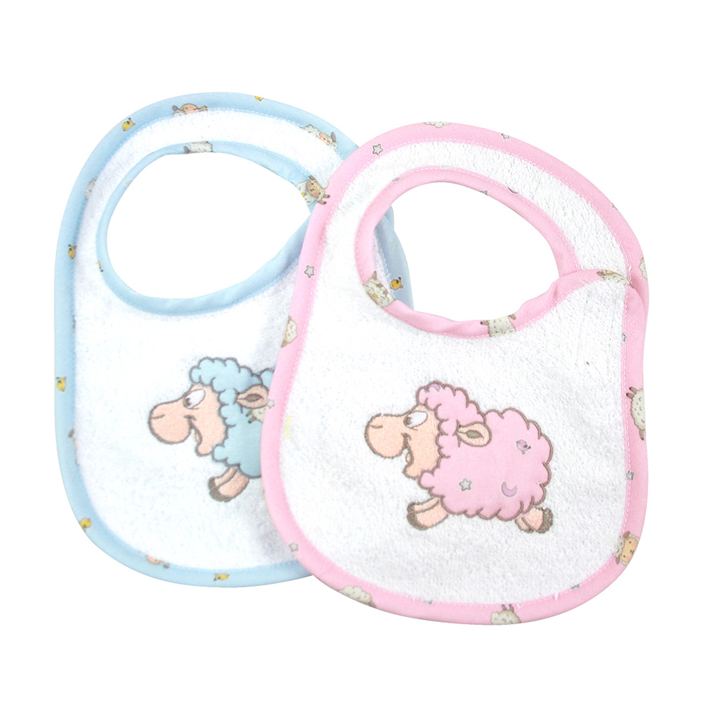 Bavaglino SWEET SHEEP cm.20x27 ricamato con velcro