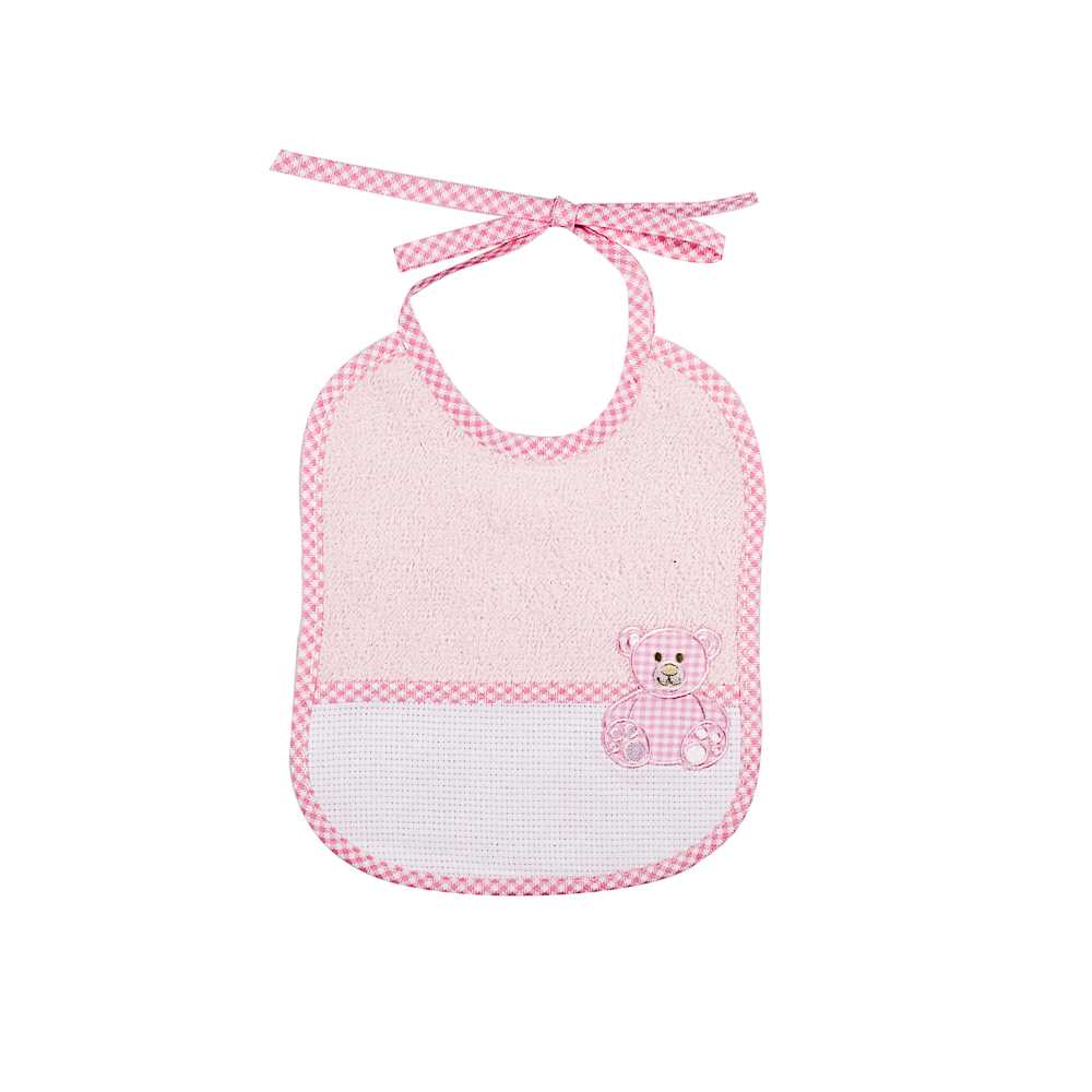 Bavetta BEAR cm.16x19 con laccetti e tasca da ricamare