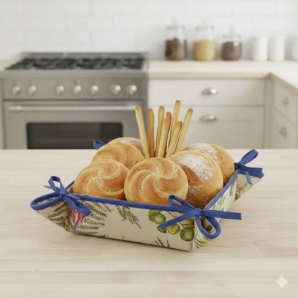 Portapane imbottito NATURA cm.20x20 con laccetti