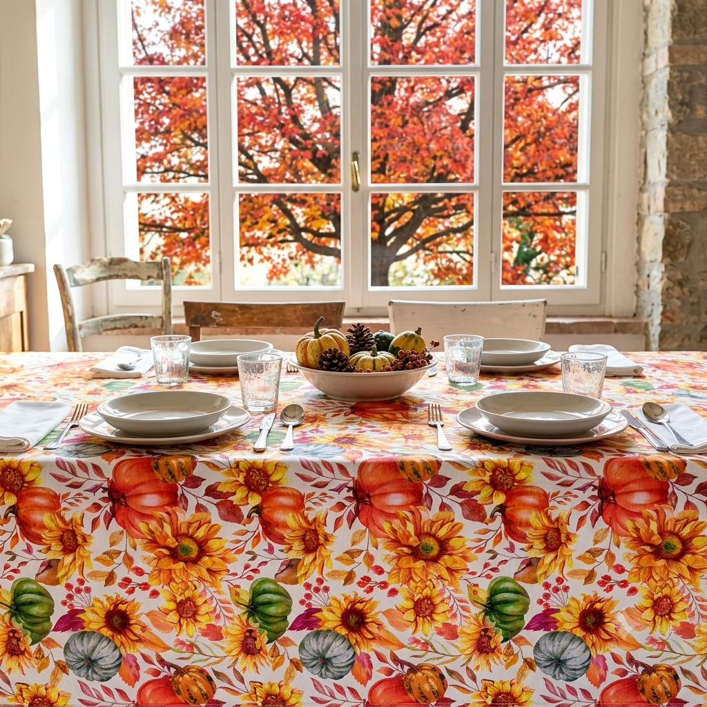 Tovaglia x 4 cm.140x140  AUTUMN- sfusa 