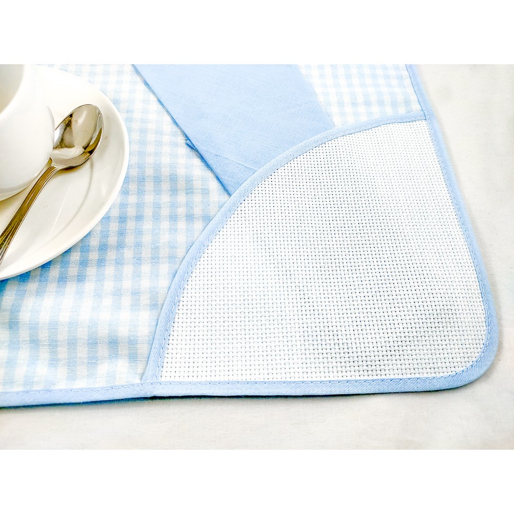 Set colazione RUBY: tovaglietta con tasca angolare in etamine + tovagliolo